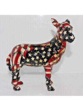 80s Donkey Figurine American Flag La Vie Porcelain Stars Stripes Patriotic USA